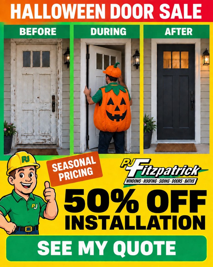 PJ Fitzpatrick static: Halloween door before, during, after
