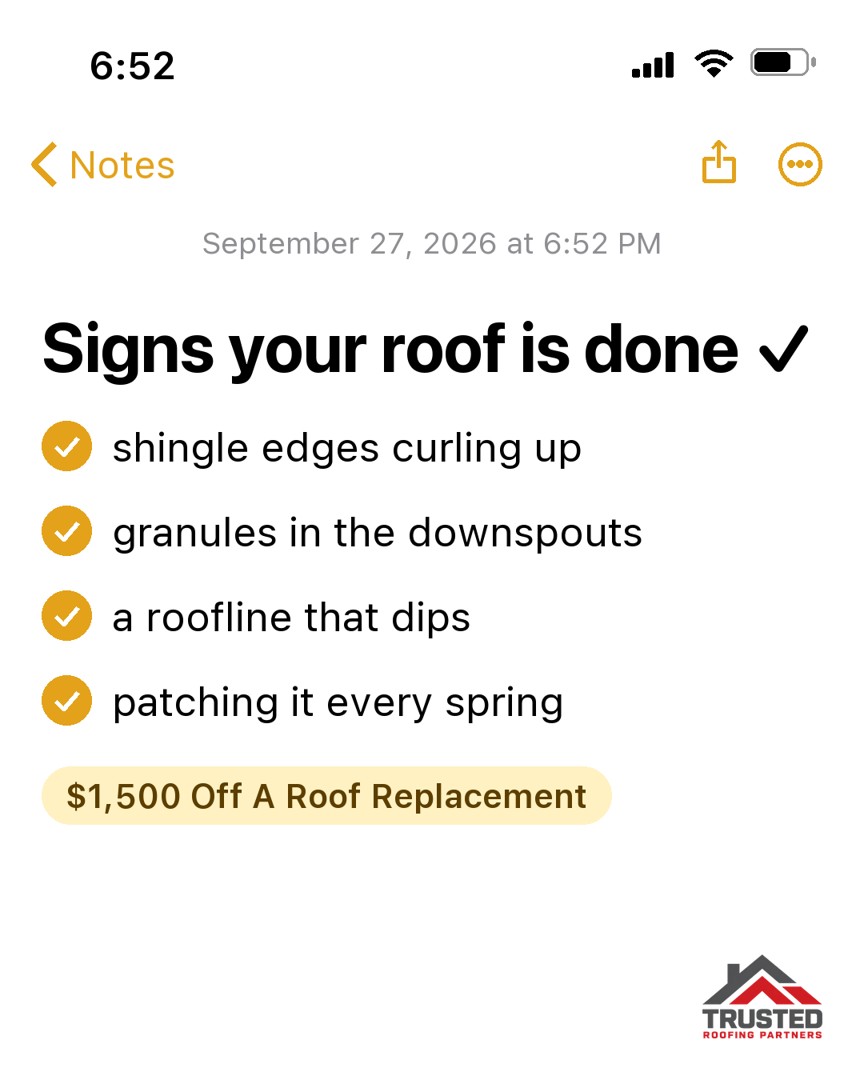 Trusted Roofing Partners static: notes-app checklist