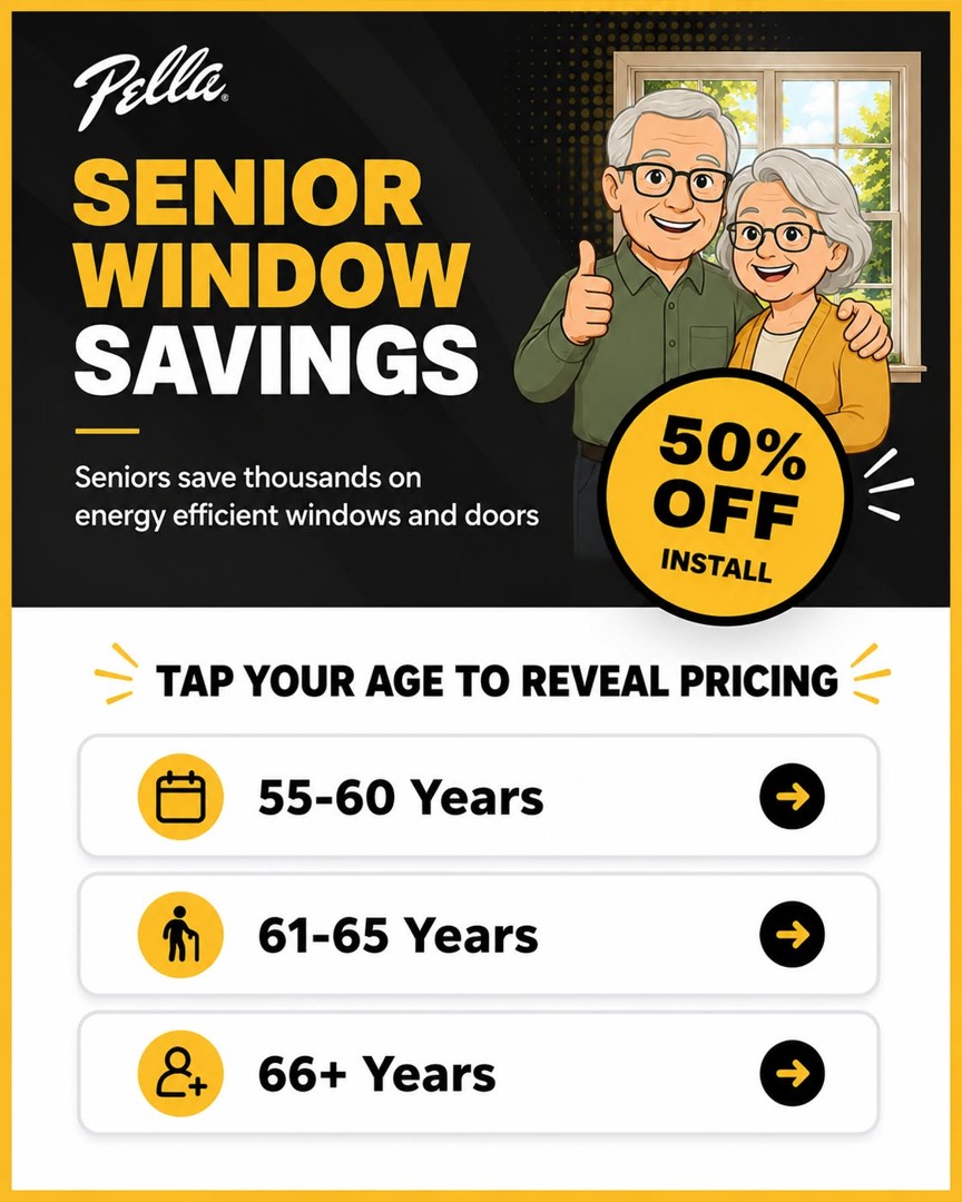 Pella static: senior cartoon with tap-your-age quiz