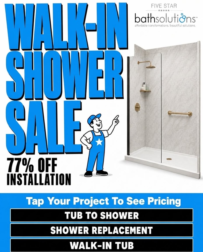 Five Star bath static: cartoon mascot walk-in shower sale